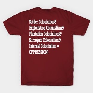 Settler& Exploitation& Plantation& Surrogate& Internal& Colonialism = OPPRESSION! - Back T-Shirt